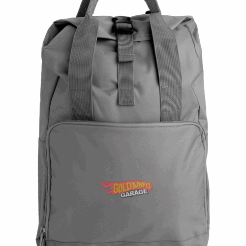 Embroidered Twin Handle Roll-Top Backpack Goldwheel Garage
