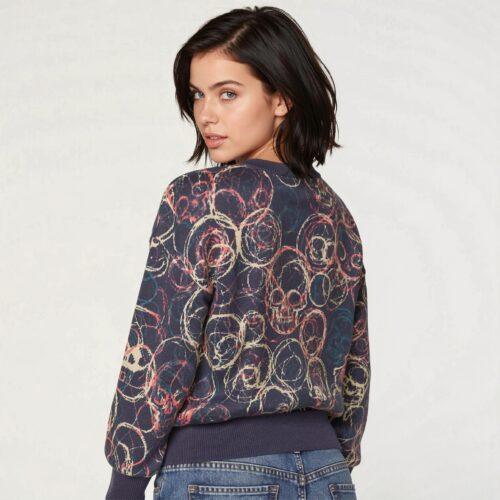 Limited Edition Knitted Chaotic Skulls sweater - Navy