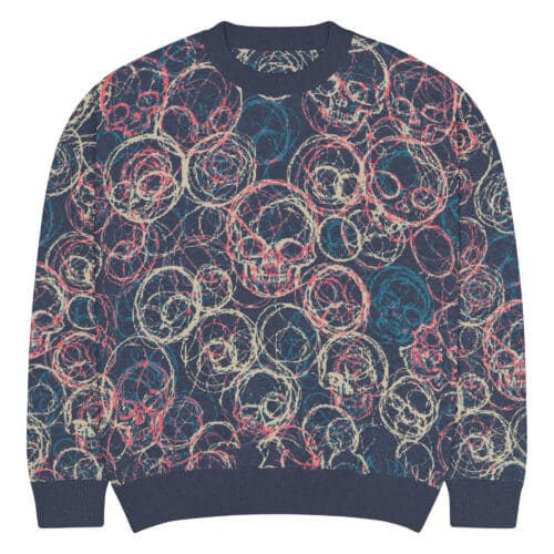 Limited Edition Knitted Chaotic Skulls sweater - Navy